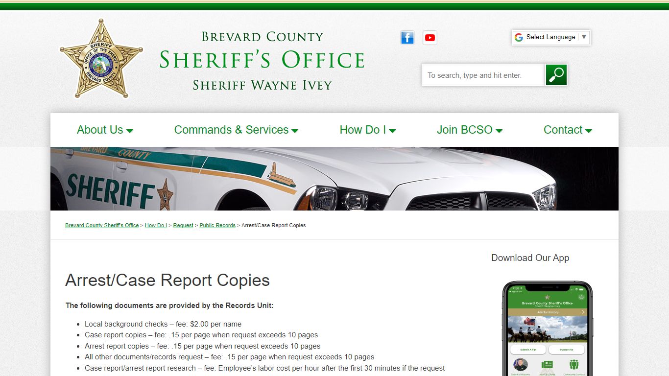 Arrest/Case Report Copies : Brevard County Sheriff's Office